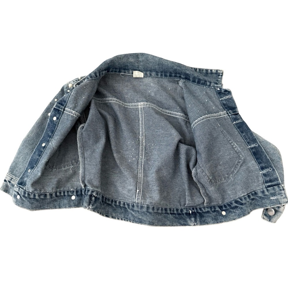 Denim Jacket Blue Pearl Star Embellished Kids Size 100 - Picture 7 of 7